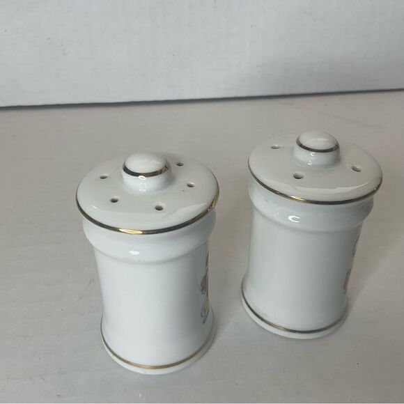 MICKEY Mouse Salt and Pepper Shakers White Ceramic With Gold Trim - Picture 3 of 6